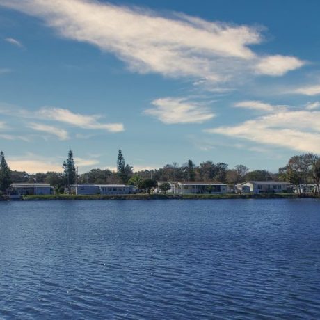 view of lake with homes